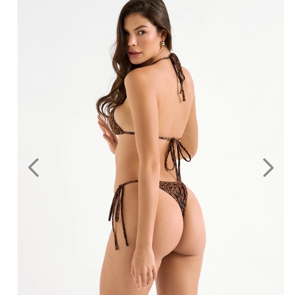 NWT OneOne Swimwear Bikini Set Feline Animal Print Leopard Brown Black Ariel New - Picture 11 of 16